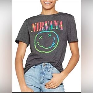 Officially Licensed Nirvana Rainbow Smile Logo Graphic Tee NWOT